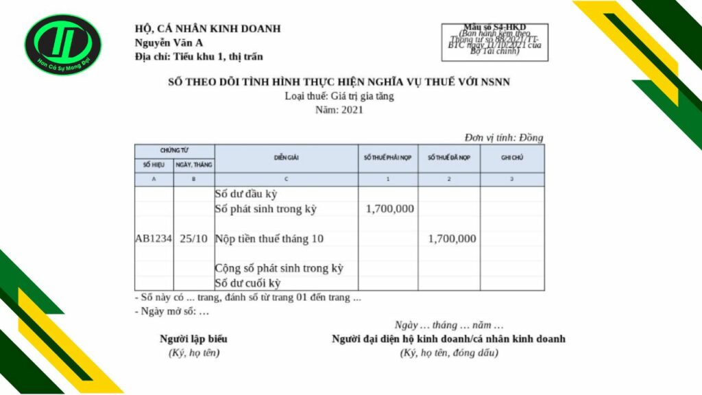sổ sách kế toán hộ kinh doanh